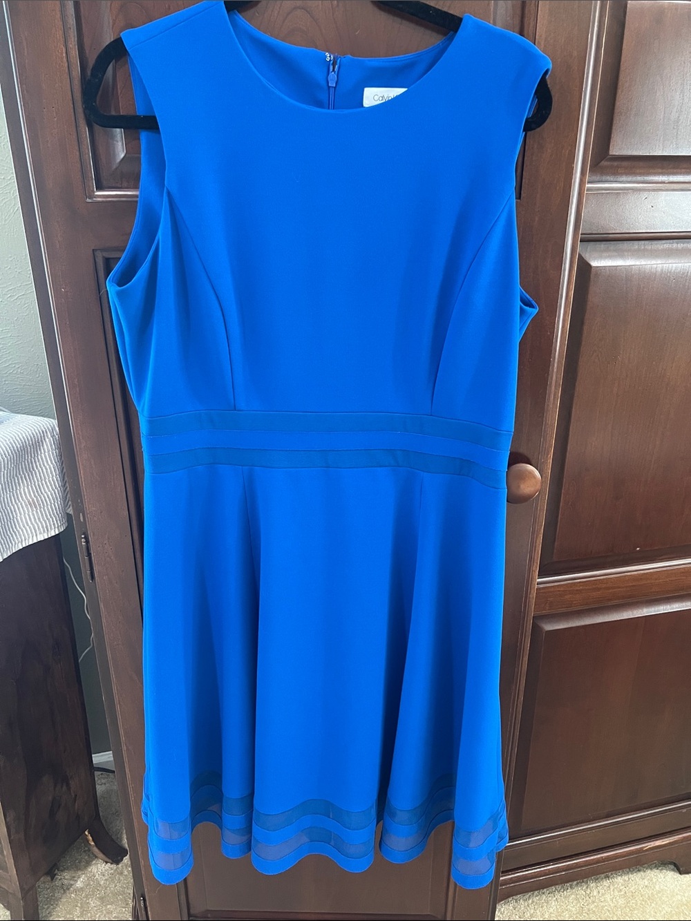 Calvin Klein Cobalt Blue Sleeveless Midi Dress with Banding
